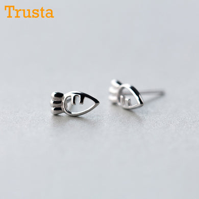 100% 925 gioielli in argento sterling moda carino piccolo 9mmX5mm orecchini a forma di ravanello cavo regalo per ragazze bambini Lady DS96 