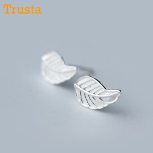 Orecchini a forma di foglia di 100% in argento sterling 925 con gioielli da donna, piccoli orecchini a forma di foglia da 6 mm x 9 mm per ragazze figlie DS424 