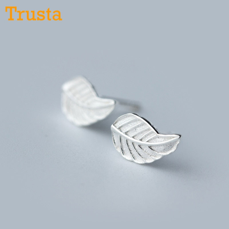Orecchini a forma di foglia di 100% in argento sterling 925 con gioielli da donna, piccoli orecchini a forma di foglia da 6 mm x 9 mm per ragazze figlie DS424 