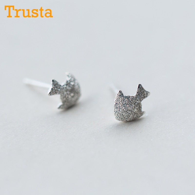 100% 925 sterling silver gioielli da donna moda piccolo macinare pesci arenacei orecchino con perno regalo per ragazze amico bambini DS82 