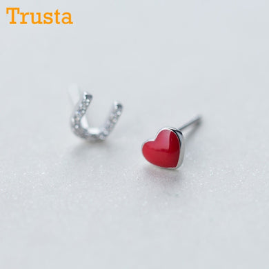 100% 925 gioielli in argento sterling da donna moda piccolo 6mmX6mm ti amo orecchini con perno regalo per ragazze bambini Lady Madam DS484 