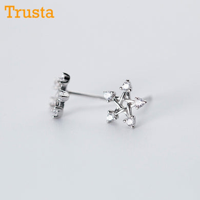 100% 925 Sterling Silver Women's Jewelry Fashion Tiny 8mmX8mm Star Stud Earrings Gift For Girls Kids Lady Madam DS436