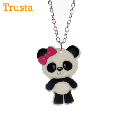 2017 New Fashion Girls Kids Gift Jewelry Cute Panda Pendant 16 Short Chain Necklace Drop Shipping KS132