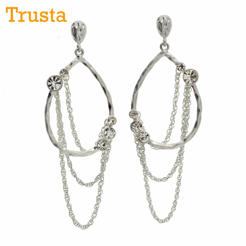2017 New Women's Fashion Earring Jewelry Silver Chain Stud Earring For Girl Lady Gift ZD89 Wholesale Lot