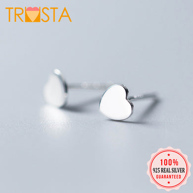 2018 100% 925 Solid Real Sterling Silver Cute 5mmX5mm Heart Stud Earring For Women Girl Fine Jewelry XY1238