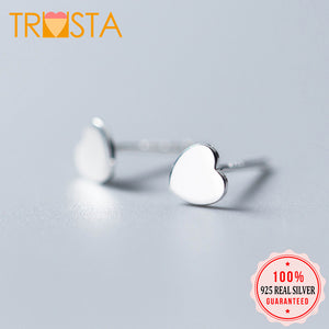 2018 100% 925 Solid Real Sterling Silver Cute 5mmX5mm Heart Stud Earring For Women Girl Fine Jewelry XY1238