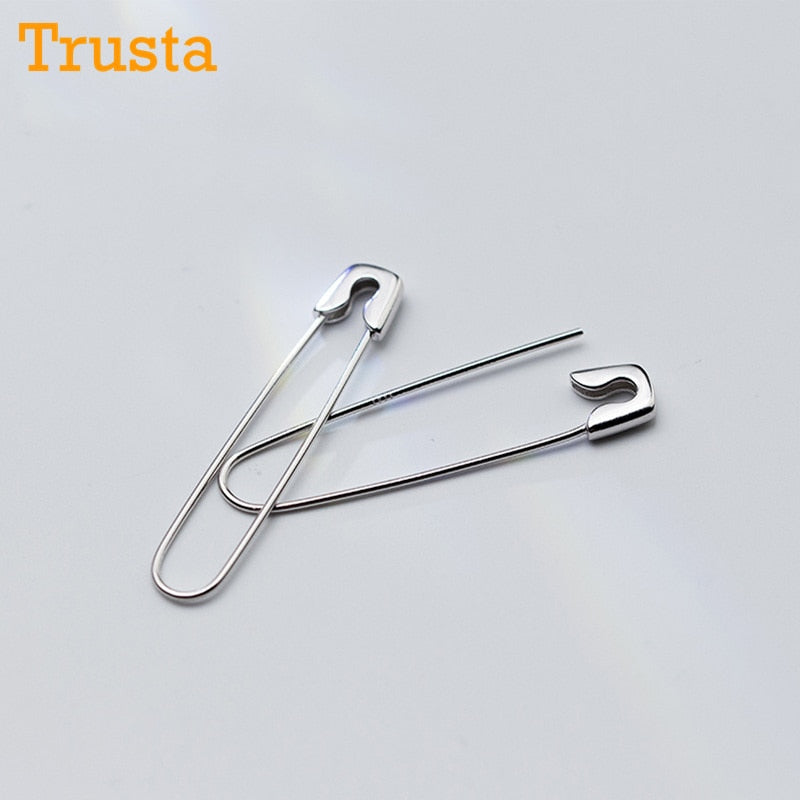 2018 2Pcs Women Fashion 100% 925 Sterling Silver Paper Clip 3.7cmX0.7cm Dangle Earring For Girl Lady Madam Jewelry DS639