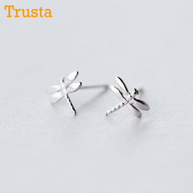 2018 Gioielli in argento sterling 925 Donna Moda Carino Piccolo 8mmX8mm Libellula Orecchini con perno Regalo per ragazze Bambini Lady DS181 