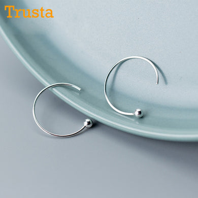 2018 Women's Fashion 100% 925 Real Sterling Silver Fashion 19mm Width Round Beads Stud Earrings Girls Kids Gift DS552