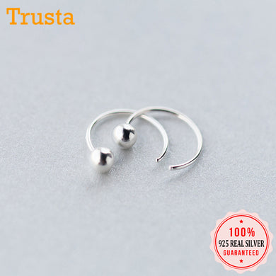 2019 100% 925 Solid Real Sterling Silver Fashion Cute Round Beads Stud Earrings For Women Girls Kids Gift Jewelry DS1248