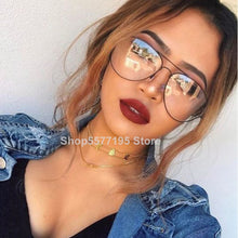 Carica l&#39;immagine nel visualizzatore di Gallery, Ttransparent women&#39;s glasses pilot glasses black frame  Spectacle Frame Clear Lens Fake Glasses feminino oculos eyeglasses