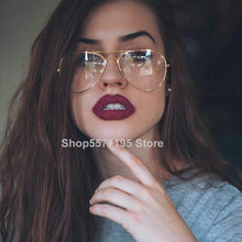 Carica l&#39;immagine nel visualizzatore di Gallery, Ttransparent women&#39;s glasses pilot glasses black frame  Spectacle Frame Clear Lens Fake Glasses feminino oculos eyeglasses