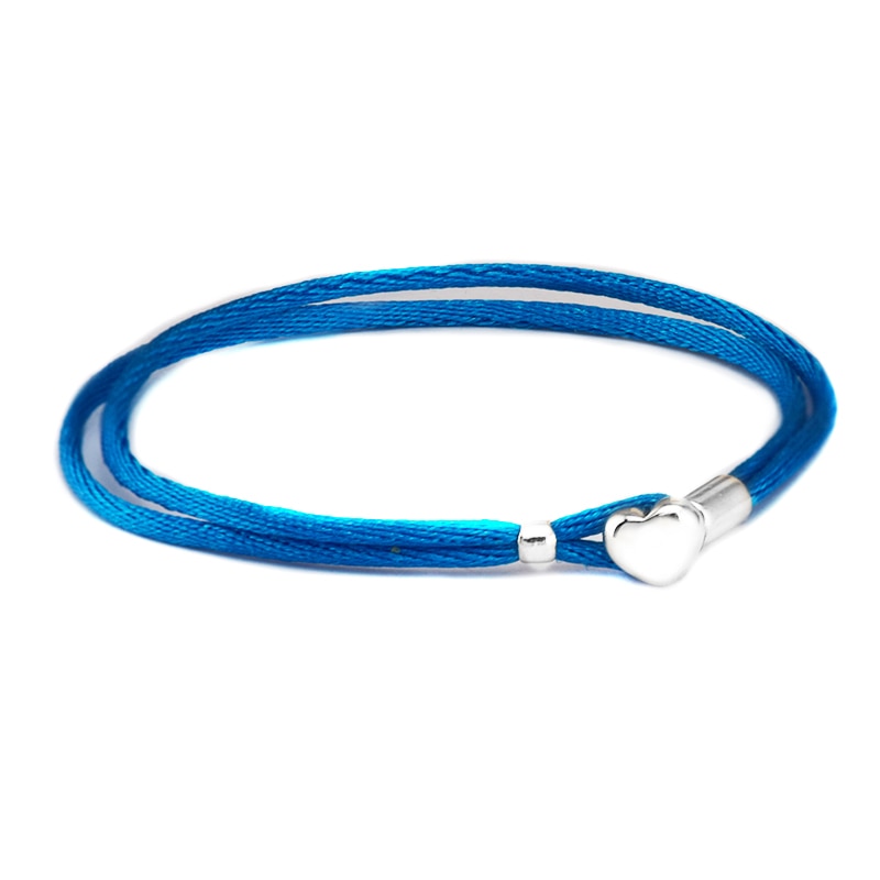 Turquoise Fabric Cord Bracelet Authentic 925 Sterling Jewelry Charm Bracelets Beads DIY Jewelry 15PL806