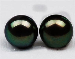 Two pairs of 11mm Black Natural Pearl Earring