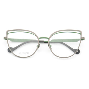 Women Pure Titanium Cat-eye eyeglass frames women Thin Retro Metal glasses Butterfly Full-Rim Lightweight Fashion eyeglasses