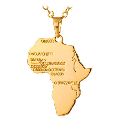 Africa Necklace Gold Color Pendant & Chain African Map Hiphop Gift for Men/Women Ethiopian Jewelry Trendy Wholesale P544