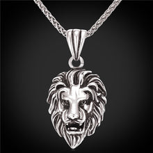 Carica l&#39;immagine nel visualizzatore di Gallery, Black Lion Charms Necklace Rock Punk Style Men/Women Retro Jewelry Gold Color Stainless Steel Chain Necklace &amp; Pendant P807