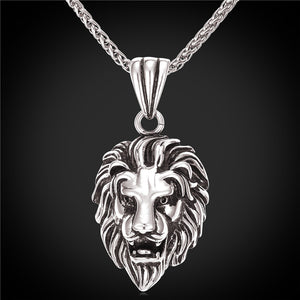 Black Lion Charms Necklace Rock Punk Style Men/Women Retro Jewelry Gold Color Stainless Steel Chain Necklace & Pendant P807