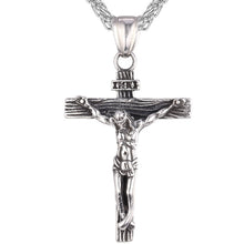 Carica l&#39;immagine nel visualizzatore di Gallery, Cross Necklace INRI Crucifix Jesus Piece Pendant Gold Color Stainless Steel Men Chain Catholic Jewelry Christmas Gifts P624
