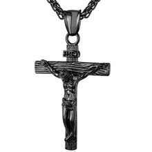 Carica l&#39;immagine nel visualizzatore di Gallery, Cross Necklace INRI Crucifix Jesus Piece Pendant Gold Color Stainless Steel Men Chain Catholic Jewelry Christmas Gifts P624