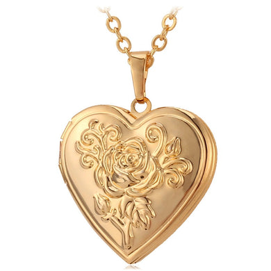 Collana con medaglione a cuore Ciondolo in metallo Ottone Cornice per foto in oro Memoria Amore romantico Collana vintage Donna Miglior regalo di gioielli P326 