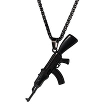 Load image into Gallery viewer, Hop Jewelry AK47 Assault Rifle Pattern Necklace Gold Color Stainless Steel Co Fashion Pendant &amp; Chain For Men P1046
