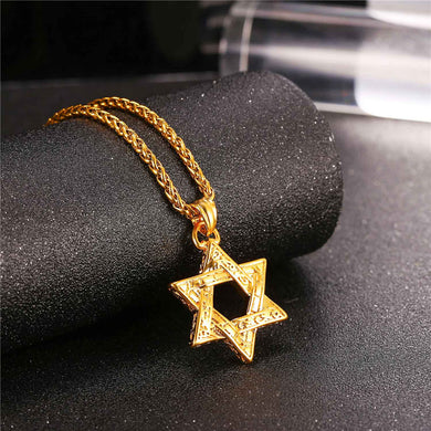 Jewish Magen Star Of David Pendant Necklace Men/Women Chain Stainless Steel Silver/Gold Color Vintage Israel Jewelry P115