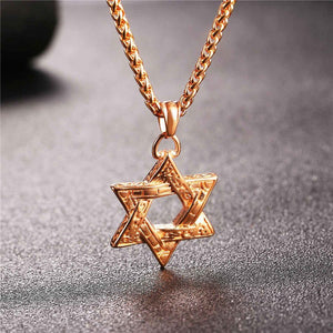Jewish Magen Star Of David Pendant Necklace Men/Women Chain Stainless Steel Silver/Gold Color Vintage Israel Jewelry P115