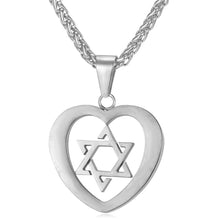 Carica l&#39;immagine nel visualizzatore di Gallery, Jewish Magen Star of David Necklace Men/Women Bat Mitzvah Gift Israel Judaica Hebrew Jewelry Hanukkah Pendant Gold Color P723