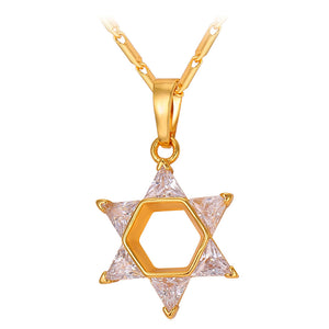Jewish Magen Star of David Necklace Men/Women Bat Mitzvah Gift Israel Judaica Hebrew Jewelry Hanukkah Pendant Gold Color P723