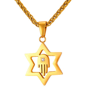 Jewish Magen Star of David Necklace Men/Women Bat Mitzvah Gift Israel Judaica Hebrew Jewelry Hanukkah Pendant Gold Color P723