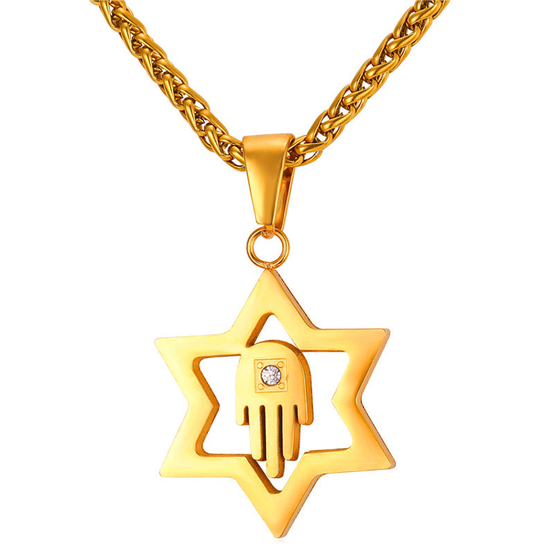 Jewish Magen Star of David Necklace Men/Women Bat Mitzvah Gift Israel Judaica Hebrew Jewelry Hanukkah Pendant Gold Color P723