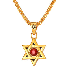 Carica l&#39;immagine nel visualizzatore di Gallery, Jewish Magen Star of David Necklace Men/Women Bat Mitzvah Gift Israel Judaica Hebrew Jewelry Hanukkah Pendant Gold Color P723