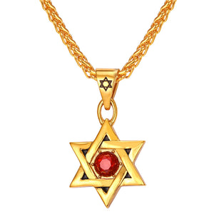 Jewish Magen Star of David Necklace Men/Women Bat Mitzvah Gift Israel Judaica Hebrew Jewelry Hanukkah Pendant Gold Color P723