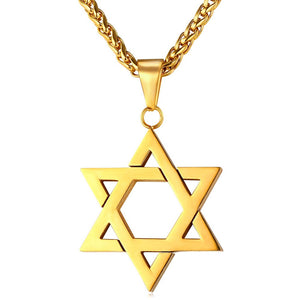 Jewish Magen Star of David Necklace Men/Women Bat Mitzvah Gift Israel Judaica Hebrew Jewelry Hanukkah Pendant Gold Color P723