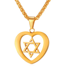 Carica l&#39;immagine nel visualizzatore di Gallery, Jewish Magen Star of David Necklace Men/Women Bat Mitzvah Gift Israel Judaica Hebrew Jewelry Hanukkah Pendant Gold Color P723