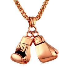 Load image into Gallery viewer, Men Necklace Gold Color Stainless Steel Hop Chain Pair Boxing Glove Pendant Charm Fashion Sport Fitness Jewelry Wholeslae