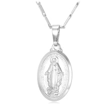 Load image into Gallery viewer, Tiny Virgin Mary Necklace Pendant Christmas Gift Silver/Gold Color Christlicher Cross Medallion Women Christian Jewelry P357