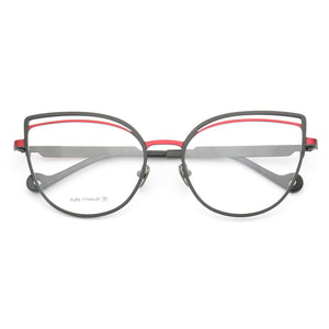 Women Pure Titanium Cat-eye eyeglass frames women Thin Retro Metal glasses Butterfly Full-Rim Lightweight Fashion eyeglasses