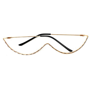 Luxury Fashion Diamond eyeglasses Alloy Frame for Women green and Red Pink Gem Lensless Chain Pendant Half Frame glasses