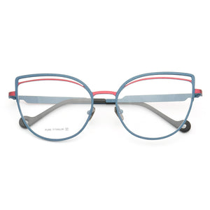 Women Pure Titanium Cat-eye eyeglass frames women Thin Retro Metal glasses Butterfly Full-Rim Lightweight Fashion eyeglasses