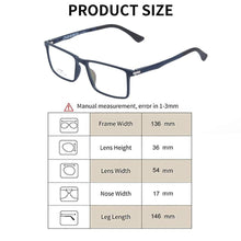Load image into Gallery viewer, ULTEM Ultra-light Glasses Men&#39;s Eyeglasses W/Spring Hinge Rectangle Eye Glasses For Man 54mm Sport Optical Frame W/Case