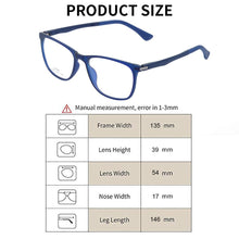 Load image into Gallery viewer, ULTEM Unisex Prescription Eyeglasses w/case Square Tortoise Frame For Women Ultra-light Glasses With Spring Hinge 54mm-17mm