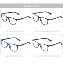 Load image into Gallery viewer, ULTEM Unisex Prescription Eyeglasses w/case Square Tortoise Frame For Women Ultra-light Glasses With Spring Hinge 54mm-17mm