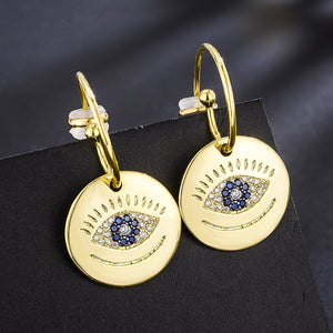 New Arrival Devil's Eyes Drop Earring Gold Color Luxury Cubic Zirconia Style Women Fashion Jewelry