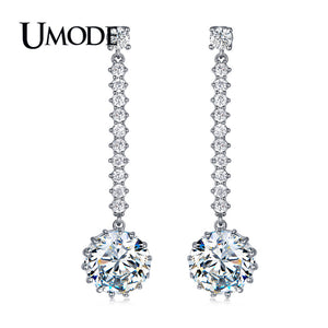 Fashion Round CZ Zirconia Long Drop Earrings for Women Cute Gift Brinco Femme Oorbellen Pendientes Mujer Moda 2018 AUE0380