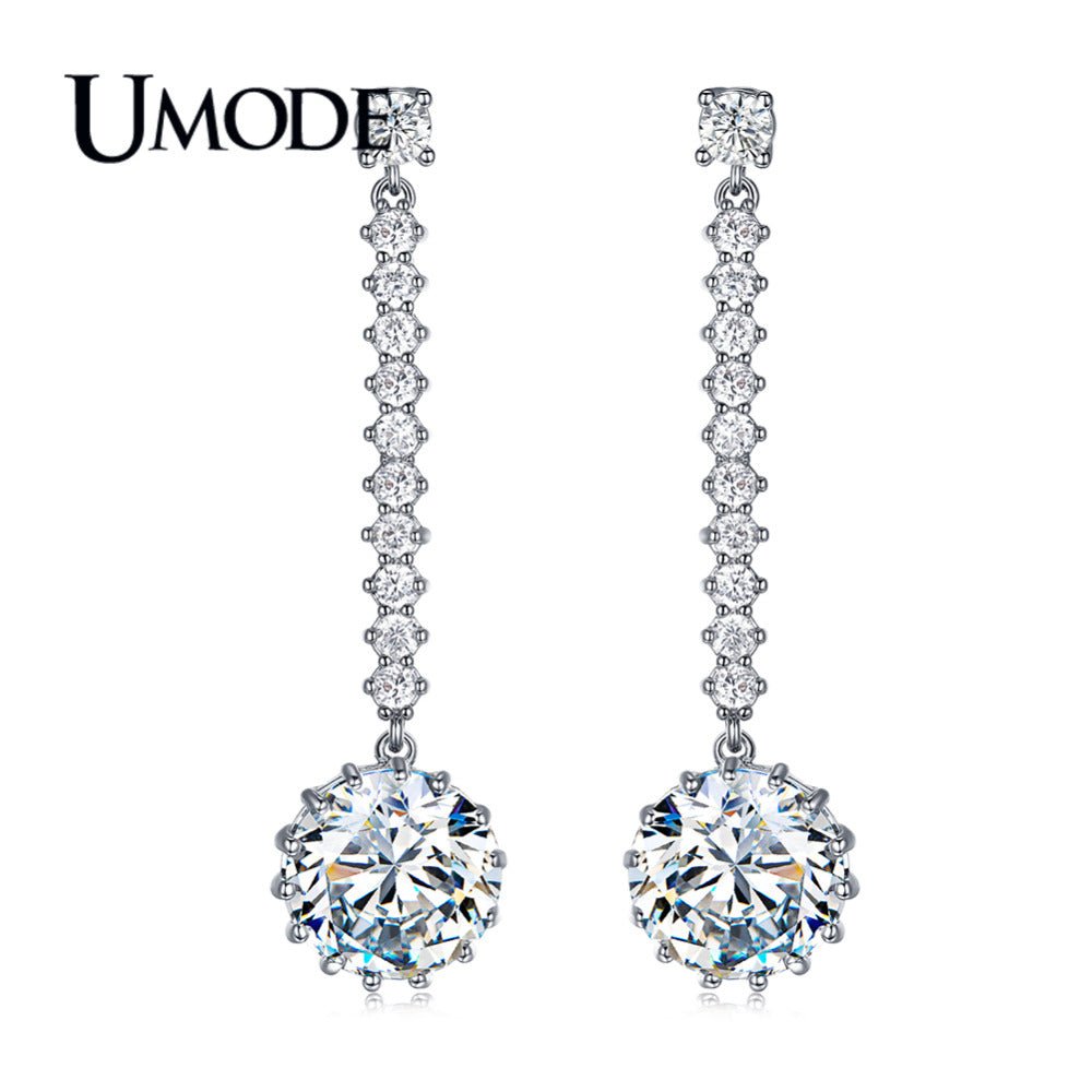 Fashion Round CZ Zirconia Long Drop Earrings for Women Cute Gift Brinco Femme Oorbellen Pendientes Mujer Moda 2018 AUE0380
