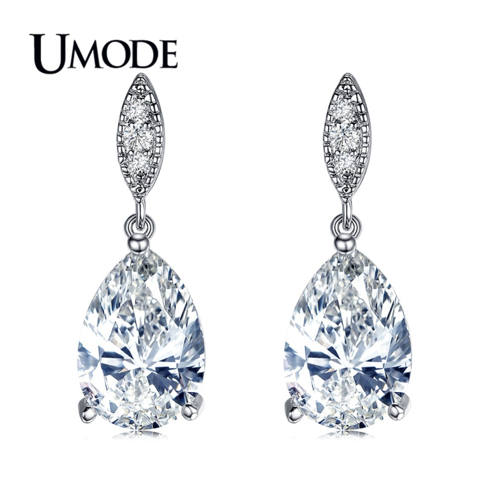 Waterdrop CZ Zircon Dangle Earring for Women Dating Party Jewelries New 2018 Orecchini Pendientes Mujer Moda Femme AUE0379