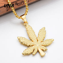 Load image into Gallery viewer, UNB 2017 New Gold Silver Plated Cannabiss Small Weed Herb Charm Necklace Maple Leaf Pendant Necklace Hop Jewelry Wholesale