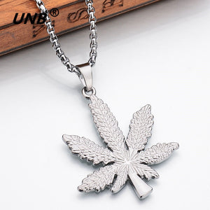 UNB 2017 New Gold Silver Plated Cannabiss Small Weed Herb Charm Necklace Maple Leaf Pendant Necklace Hop Jewelry Wholesale